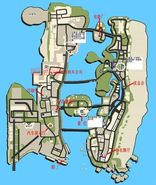 找罪恶都市中文地图详解看这里，游戏地图信息一网打尽！