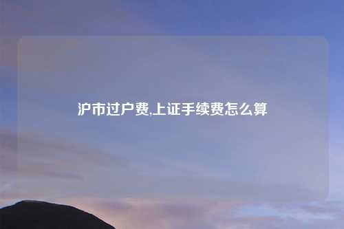 沪市过户费,上证手续费怎么算