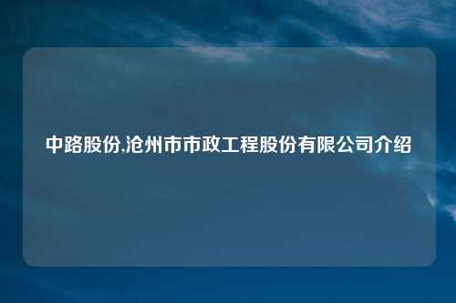 中路股份,沧州市市政工程股份有限公司介绍