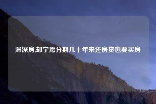 深深房,却宁愿分期几十年来还房贷也要买房