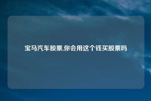 宝马汽车股票,你会用这个钱买股票吗