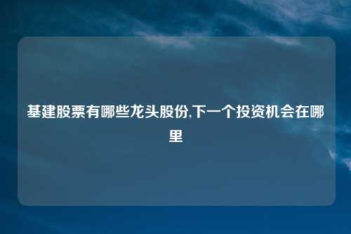 基建股票有哪些龙头股份,下一个投资机会在哪里