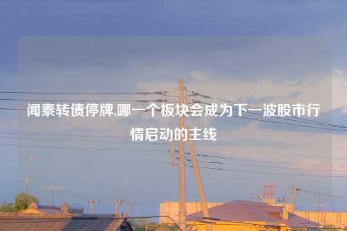 闻泰转债停牌,哪一个板块会成为下一波股市行情启动的主线