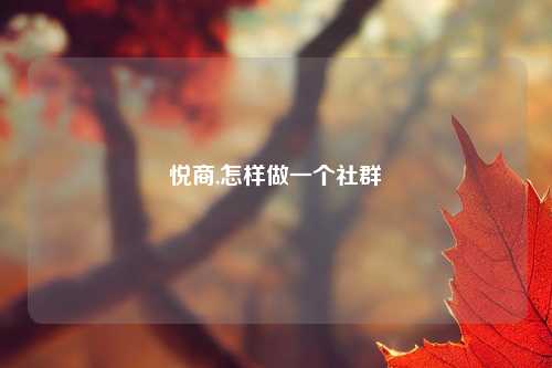 悦商,怎样做一个社群