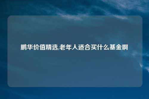 鹏华价值精选,老年人适合买什么基金啊