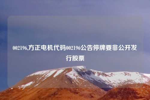 002196,方正电机代码002196公告停牌要非公开发行股票