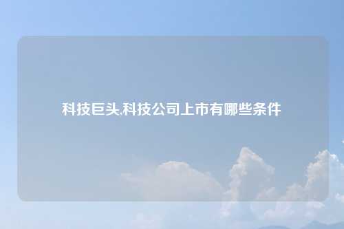 科技巨头,科技公司上市有哪些条件