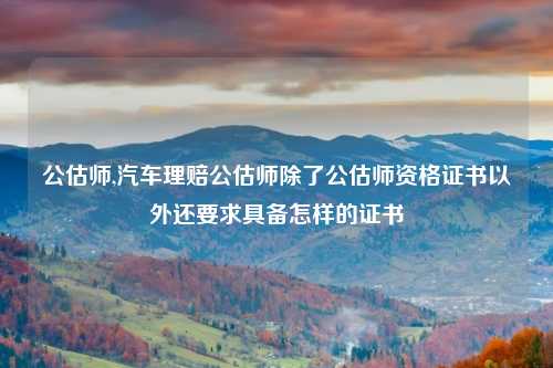 公估师,汽车理赔公估师除了公估师资格证书以外还要求具备怎样的证书