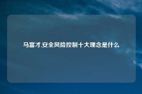 马富才,安全风险控制十大理念是什么