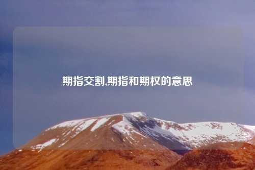 期指交割,期指和期权的意思