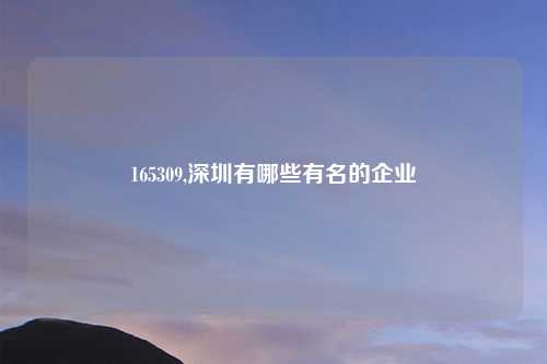 165309,深圳有哪些有名的企业