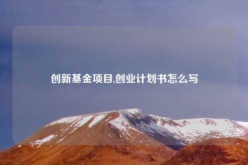 创新基金项目,创业计划书怎么写