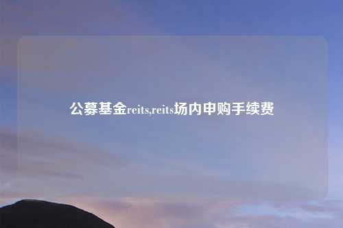 公募基金reits,reits场内申购手续费