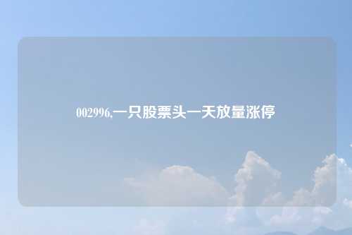 002996,一只股票头一天放量涨停