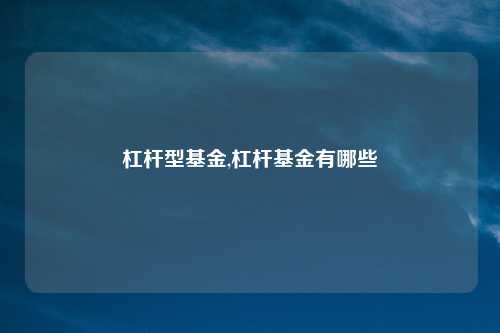 杠杆型基金,杠杆基金有哪些