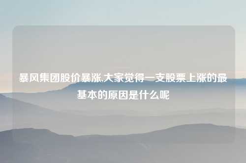 暴风集团股价暴涨,大家觉得一支股票上涨的最基本的原因是什么呢