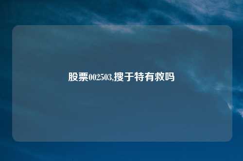 股票002503,搜于特有救吗