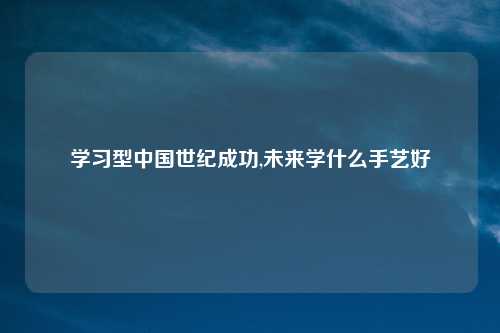 学习型中国世纪成功,未来学什么手艺好