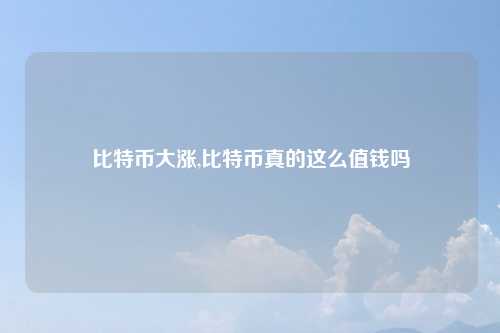比特币大涨,比特币真的这么值钱吗