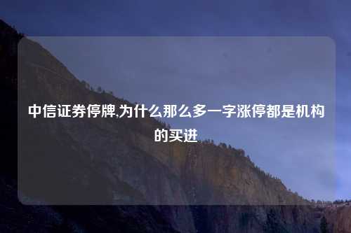 中信证券停牌,为什么那么多一字涨停都是机构的买进