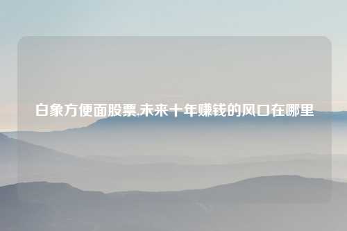 白象方便面股票,未来十年赚钱的风口在哪里