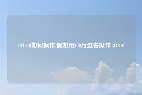 131810如何操作,假如用100万进去操作131810