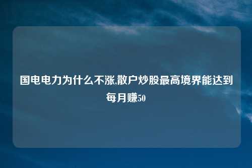国电电力为什么不涨,散户炒股最高境界能达到每月赚50