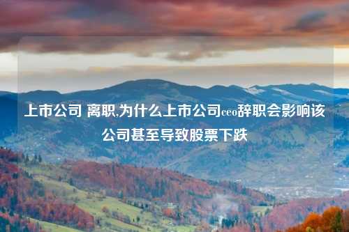 上市公司 离职,为什么上市公司ceo辞职会影响该公司甚至导致股票下跌