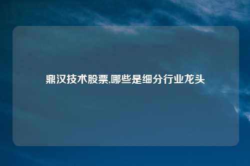 鼎汉技术股票,哪些是细分行业龙头