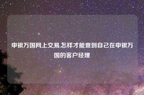 申银万国网上交易,怎样才能查到自己在申银万国的客户经理