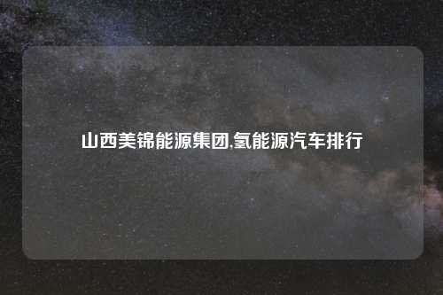 山西美锦能源集团,氢能源汽车排行
