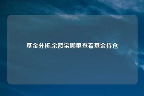 基金分析,余额宝哪里查看基金持仓