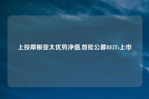 上投摩根亚太优势净值,首批公募REITs上市