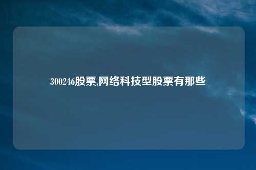 300246股票,网络科技型股票有那些