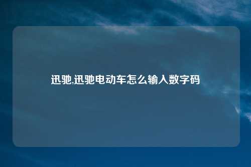 迅驰,迅驰电动车怎么输入数字码