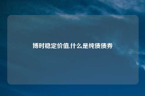 博时稳定价值,什么是纯债债券
