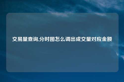 交易量查询,分时图怎么调出成交量对应金额