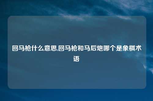 回马枪什么意思,回马枪和马后炮哪个是象棋术语