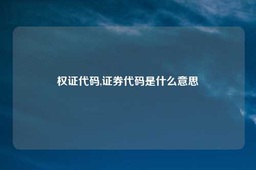 权证代码,证券代码是什么意思