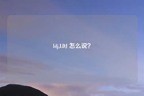 ldj,LDJ 怎么说？