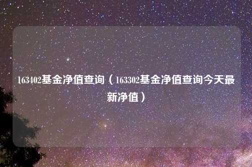 163402基金净值查询（163302基金净值查询今天最新净值）