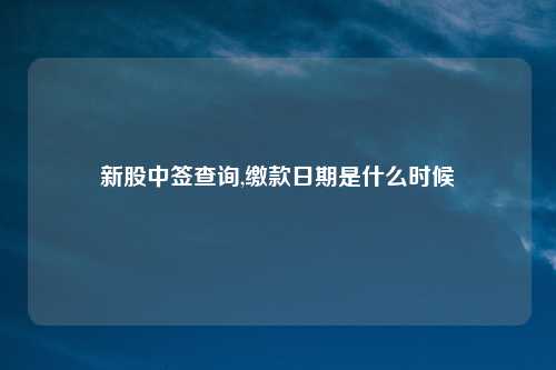 新股中签查询,缴款日期是什么时候
