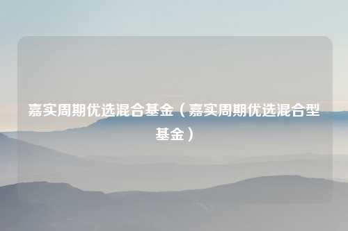 嘉实周期优选混合基金(嘉实周期优选混合型基金)