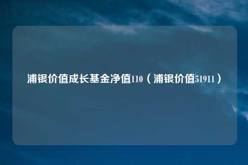 浦银价值成长基金净值110（浦银价值51911）