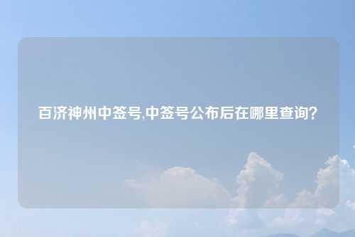百济神州中签号,中签号公布后在哪里查询?