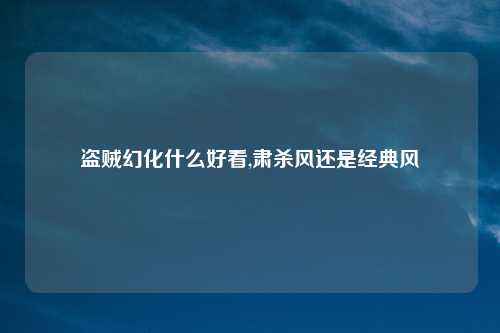 盗贼幻化什么好看,肃杀风还是经典风