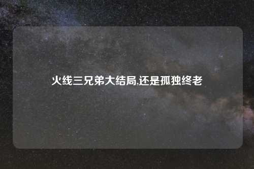 火线三兄弟大结局,还是孤独终老