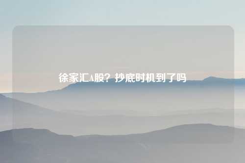 徐家汇A股？抄底时机到了吗