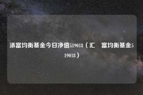 添富均衡基金今日净值519018（汇潻富均衡基金519018）