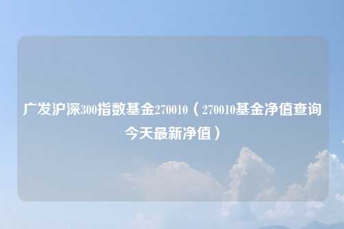 广发沪深300指数基金270010（270010基金净值查询今天最新净值）